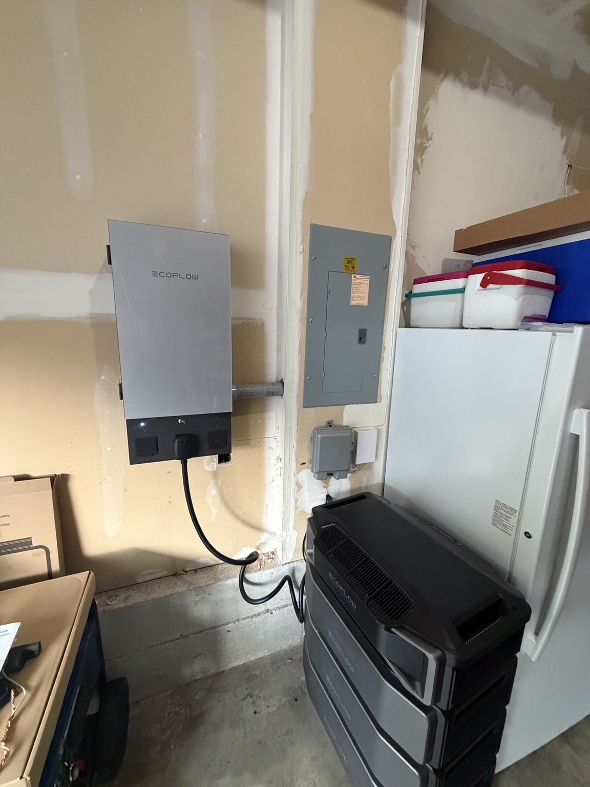EcoFlow panel and connected battery equipment in Issaquah