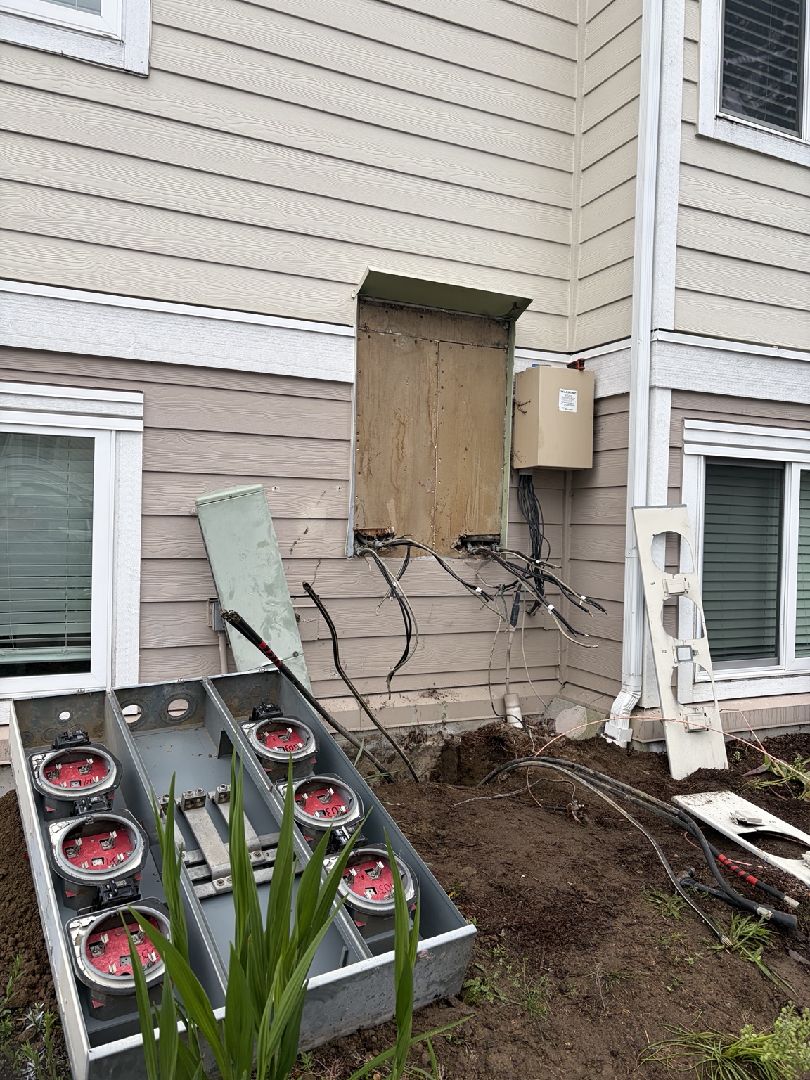 In progress — old meter pack removed