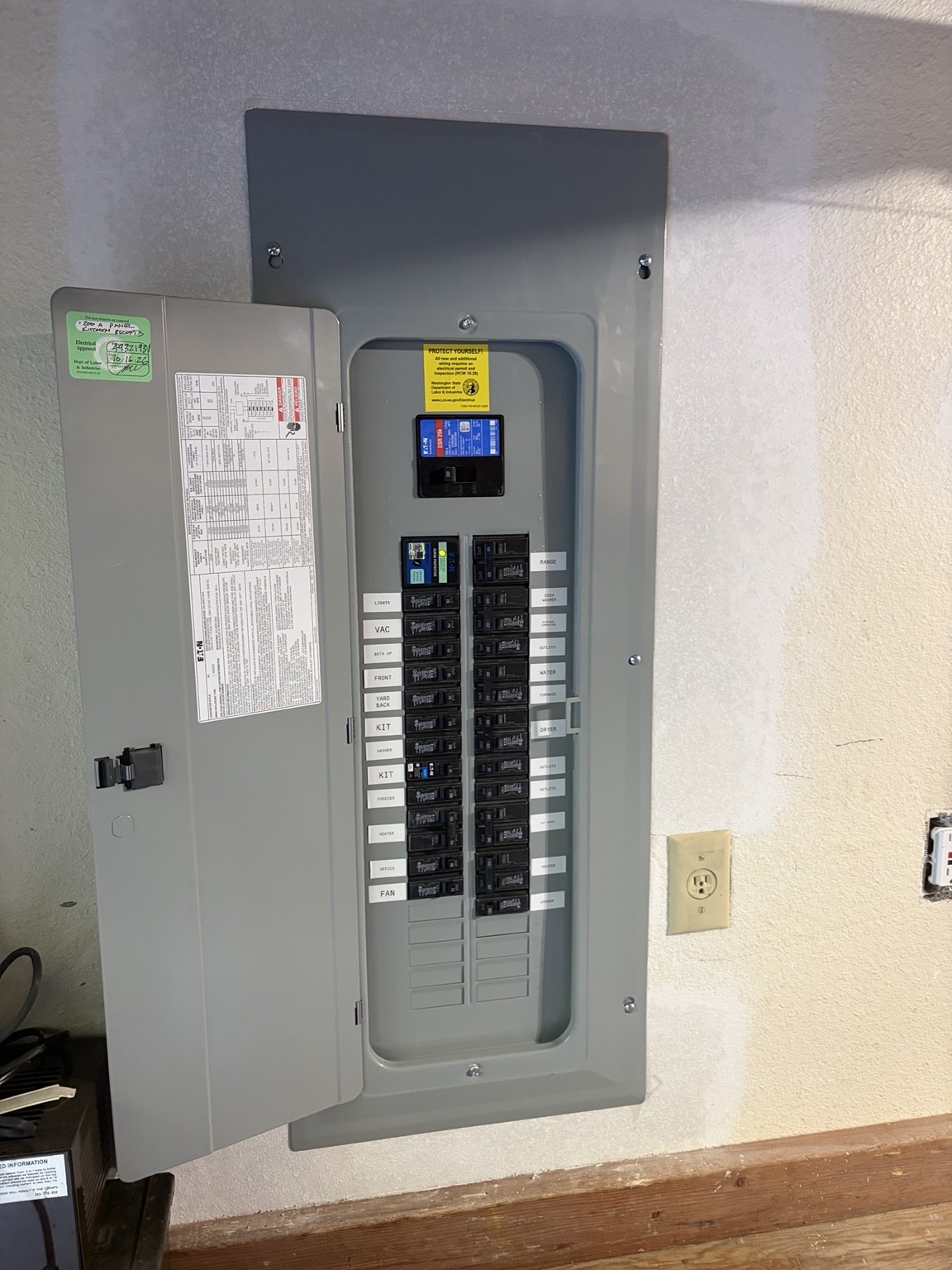 James’s completed Eaton panel upgrade with whole-house surge protector in Shoreline